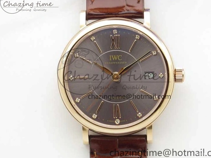 MIROTIME 1226 Portofino 37mm RG V7F 1:1 Best Edition Gray Dial on Deep Brown Leather Strap A SunProtective 7090